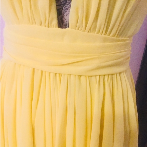YELLOW HIGH NECK HANDKERCHIEF MIDI DRESS - Picture 7 of 9